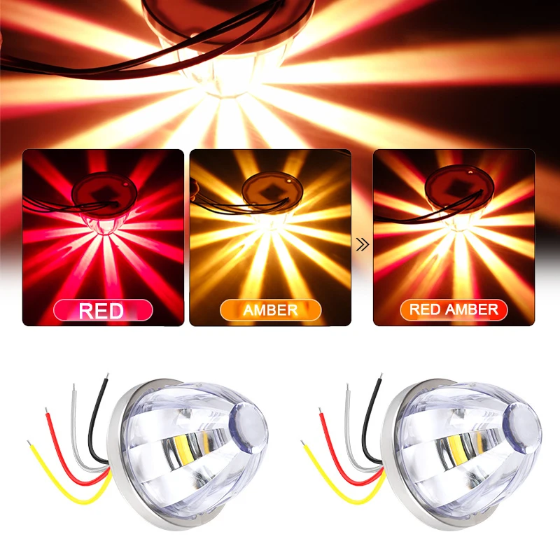 

2pcs ABS Dual Color Flash Strobe Watermelon Led Light Universal Trailer Lorry Truck Pick Up Clearance Vehicle Assembly PartsAB