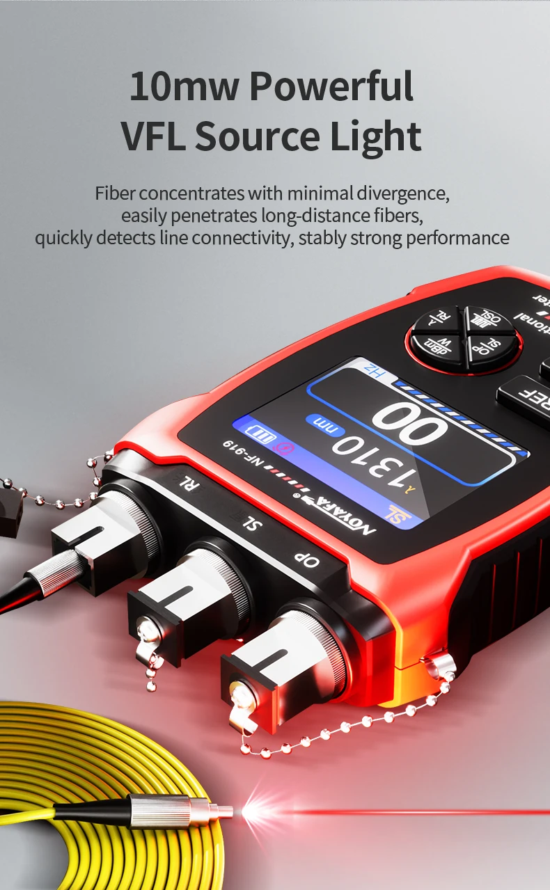 Imagem -06 - Recarregável Fibra Óptica Tester Visual Falha Locator Vfl Power Meter Fonte de Luz Forte em 10mw60+ 8dbm Nova Atualização 2024