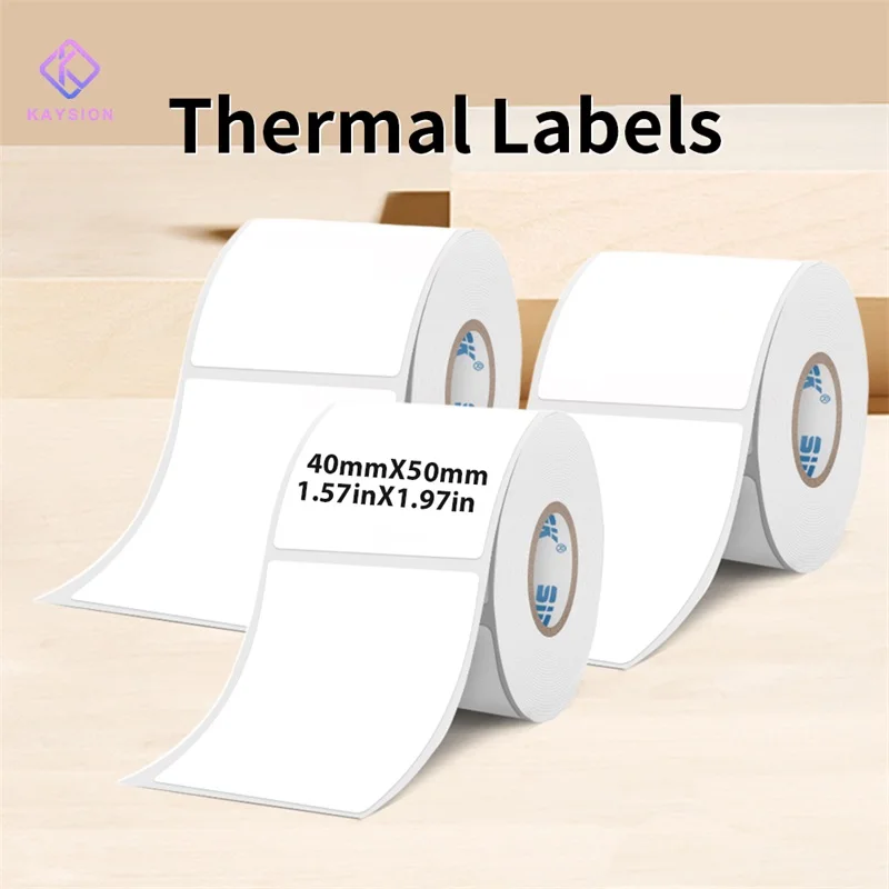 

KAYSION 40x50mm White Rectangle Thermal Sticker Paper DIY Label Sticker for Phomemo M110 M120 M220 M221 M200 Printer