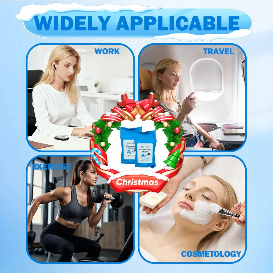 Ensemble de lingettes nettoyantes sans parfum 2 pièces, sauveur de beauté de Noël! Retirez le maquillage tenace. Nettoyez le visage, les yeux et plus