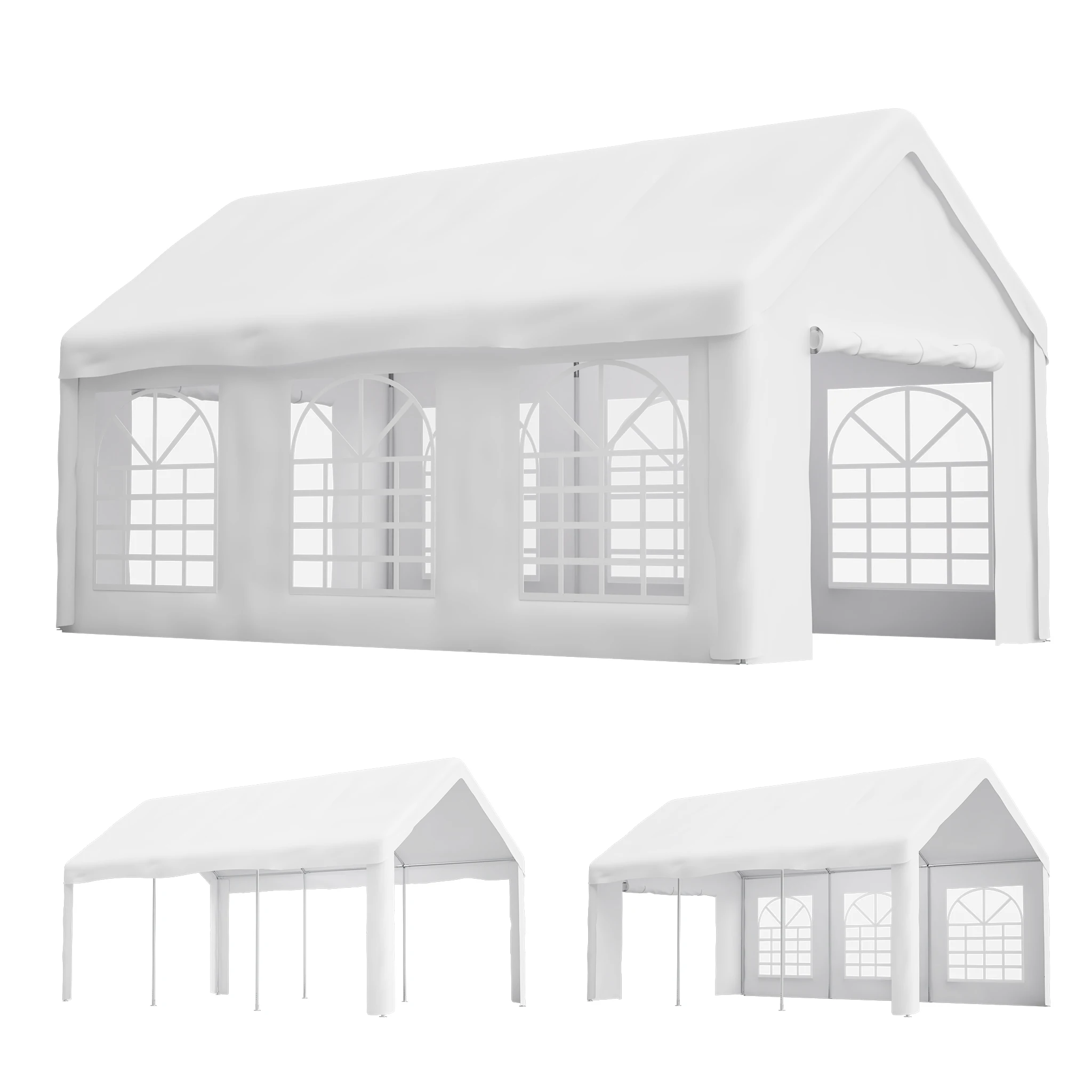 Garage tenda per veicoli 300x600x280 cm, doppia porta avvolgibile, accesso completo, robusto, protezione dalle intemperie, tetto rimovibile e pannelli laterali, tenda per feste