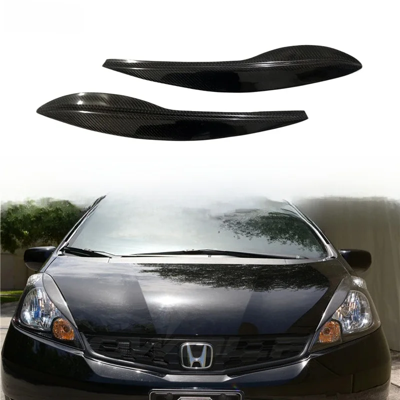 Osłona powieki reflektora samochodowego z włókna węglowego do Honda FIT Jazz 2008-2013 GE8 Matowa czerń Lampa przednia Brwi Dekoracyjna naklejka GE6 — zdjęcie 2
