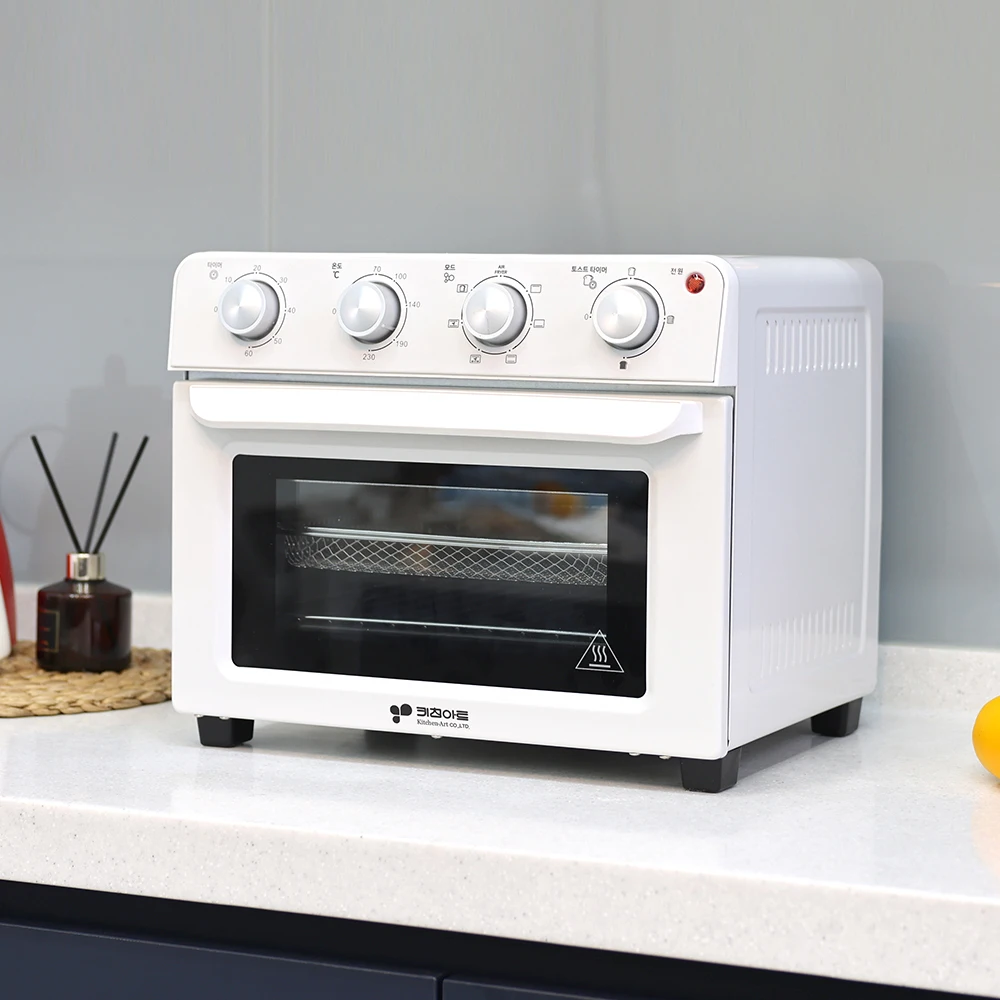 Kitchen Art Air Fryer Oven Toaster Multipurpose 23L Dual Heating Retro Automatic Power Drive Dual Plate Transparent Crimson Rotisserie Changdol Grill Kaf-23L
