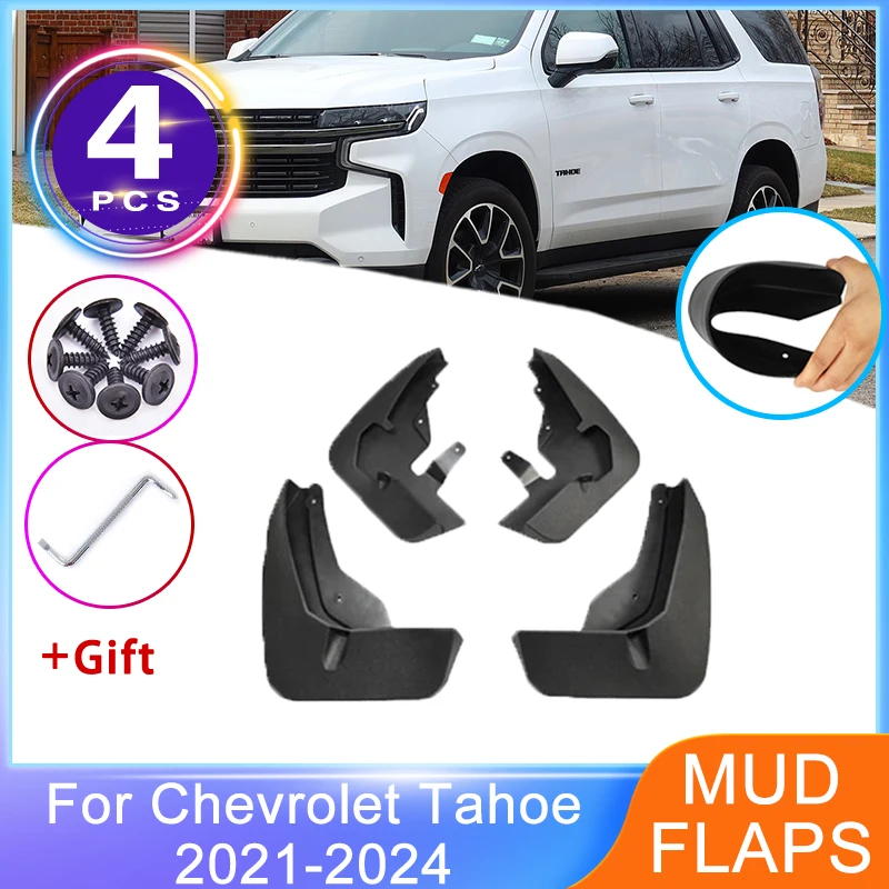 4pcs For Chevrolet Tahoe GMC Yukon 2021 2022 2023 2024 Front Rear Fenders Mud Flap Mudguard Splash Guard Cover Car Accessories