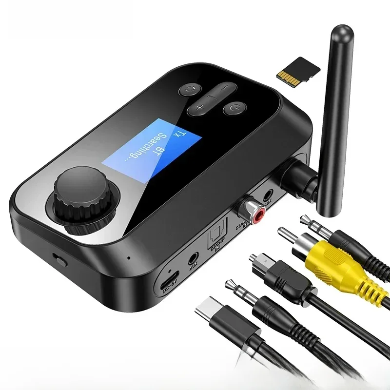 Bluetooth 5.0 Nadajnik audio Odbiornik Karta SD Zestaw głośnomówiący Stereofoniczny adapter bezprzewodowy RCA SPDIF 3,5 mm Aux Jack do telewizora PC Samochód — 2