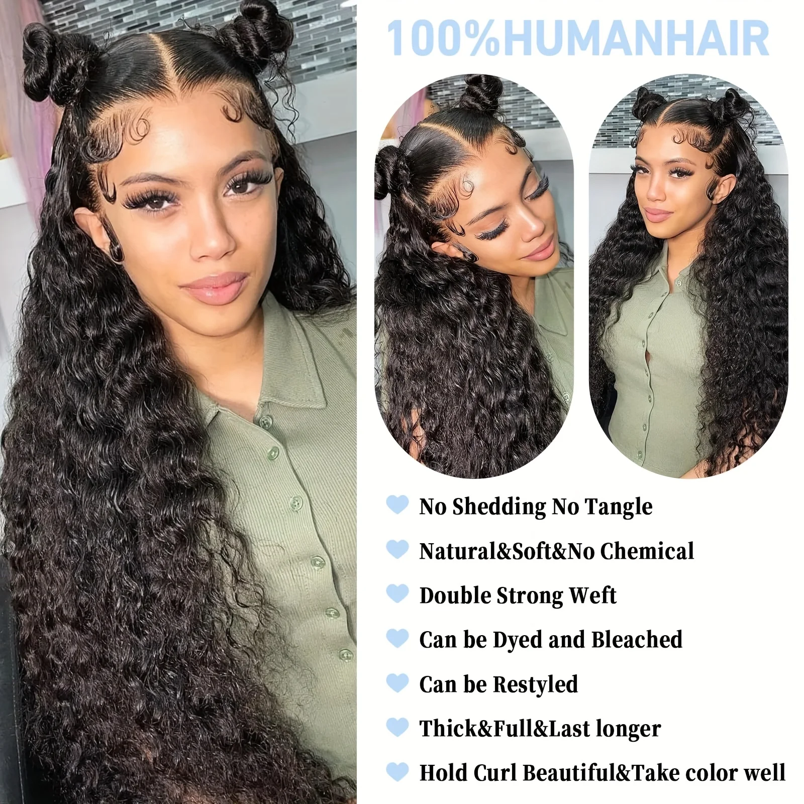 

180 Density Curly 40Inch Deep Wave Frontal Wig Transparent 13x4 13x6 HD Lace Frontal Human Hair Wigs Curly Human Hair Lace