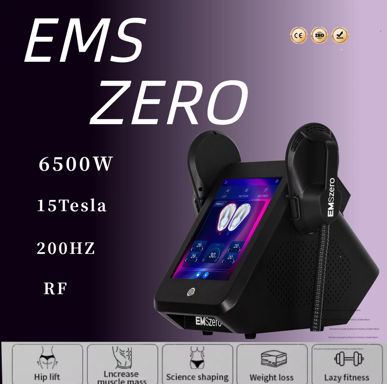 

NEO Black EMS Sculpt RF Machine 6500W EMSZERO для похудения таза, устройство для стимуляции мышц, скульптуры