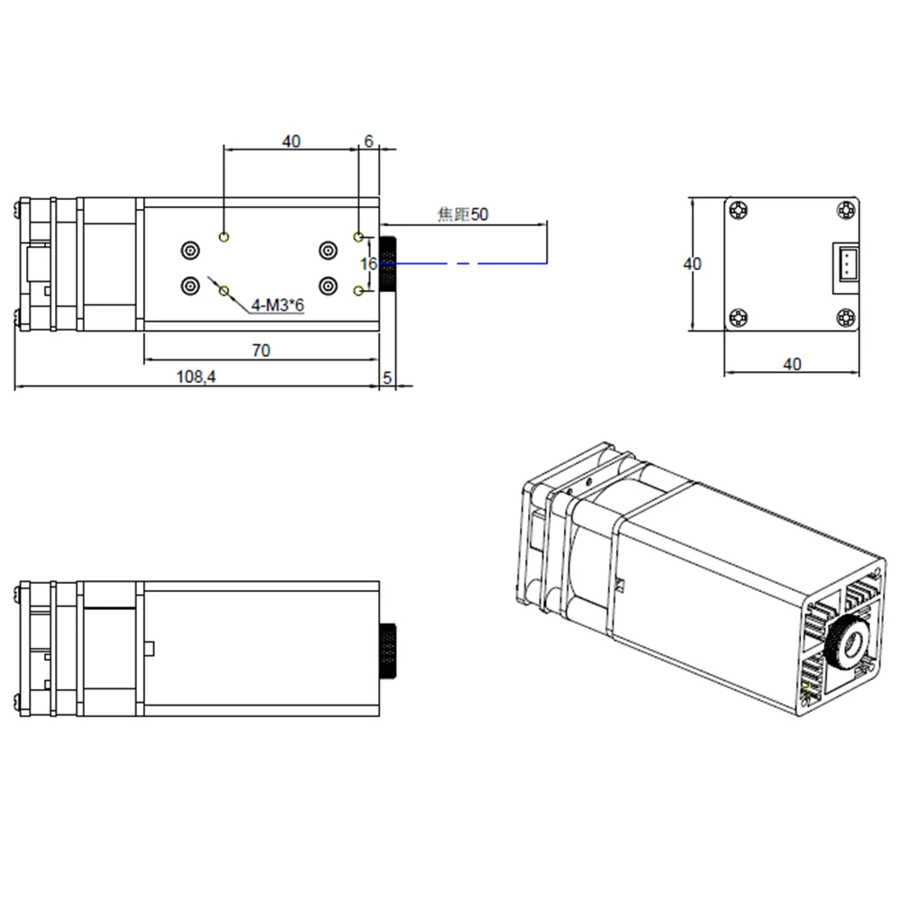 Twotrees 80W Laser Head For Engraving Machine Laser Cutter Wood Acrylic Cutting Metal Engraving Laser Module 450±nm Blue Laser