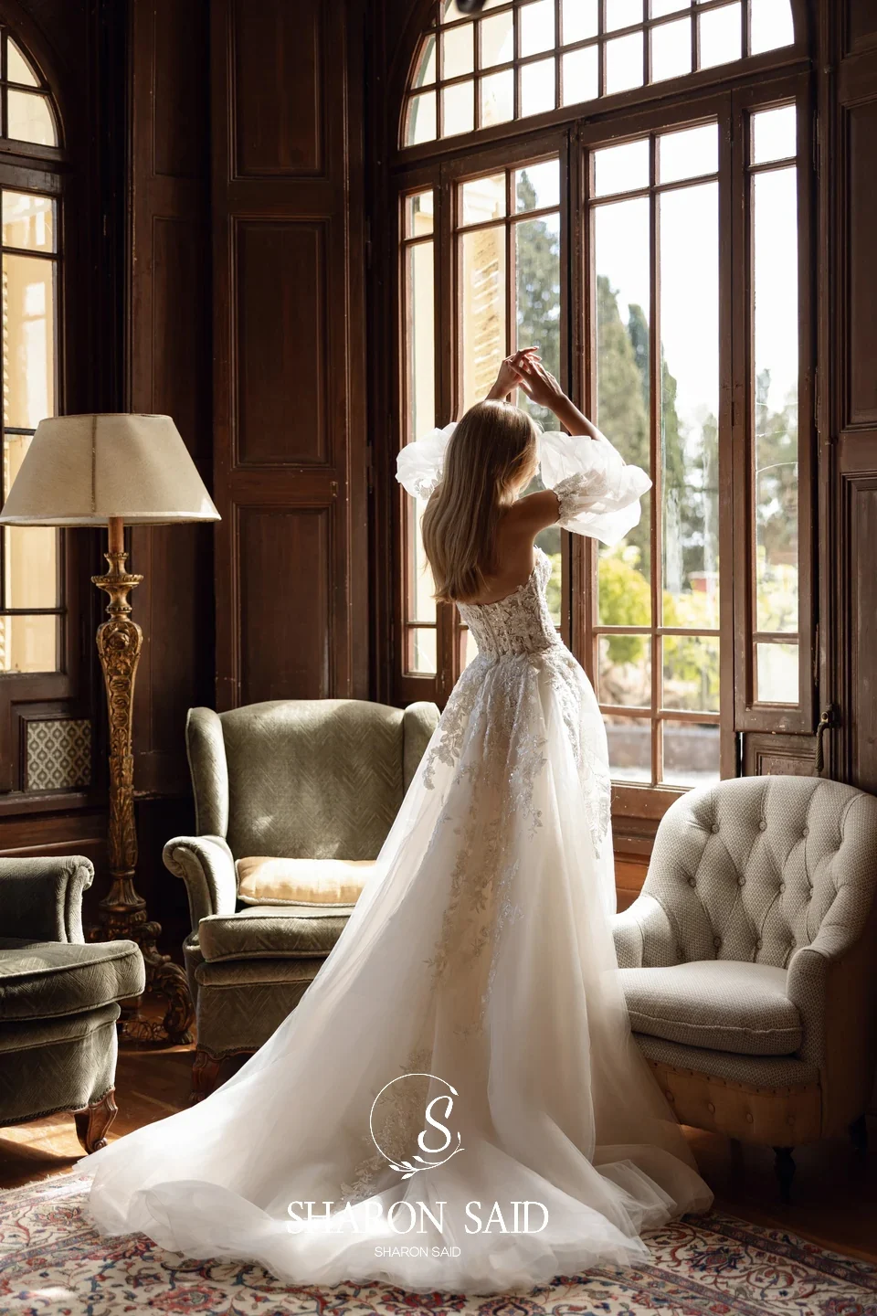 Sharon disse boêmio a linha fora branco tule vestidos de casamento 2025 querida puff manga princesa vestidos de noiva sw396 personalizado