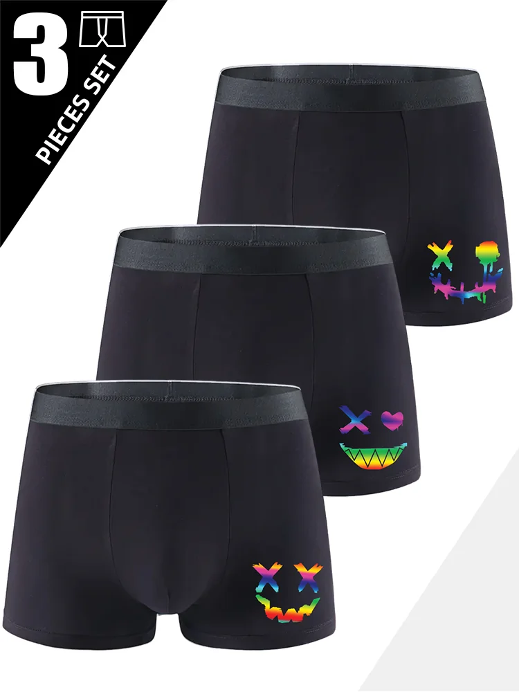 

Мужские трусы-боксеры (3 шт.), дышащие, с модным принтом, размеры S-3XL