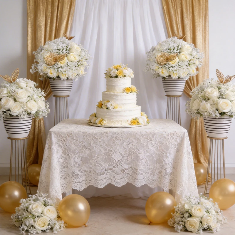 36cm Champagne Rose Artificial Flower Bouquet with Gypsophila & Gold Butterfly for Wedding Centerpiece Home Decor - view 4