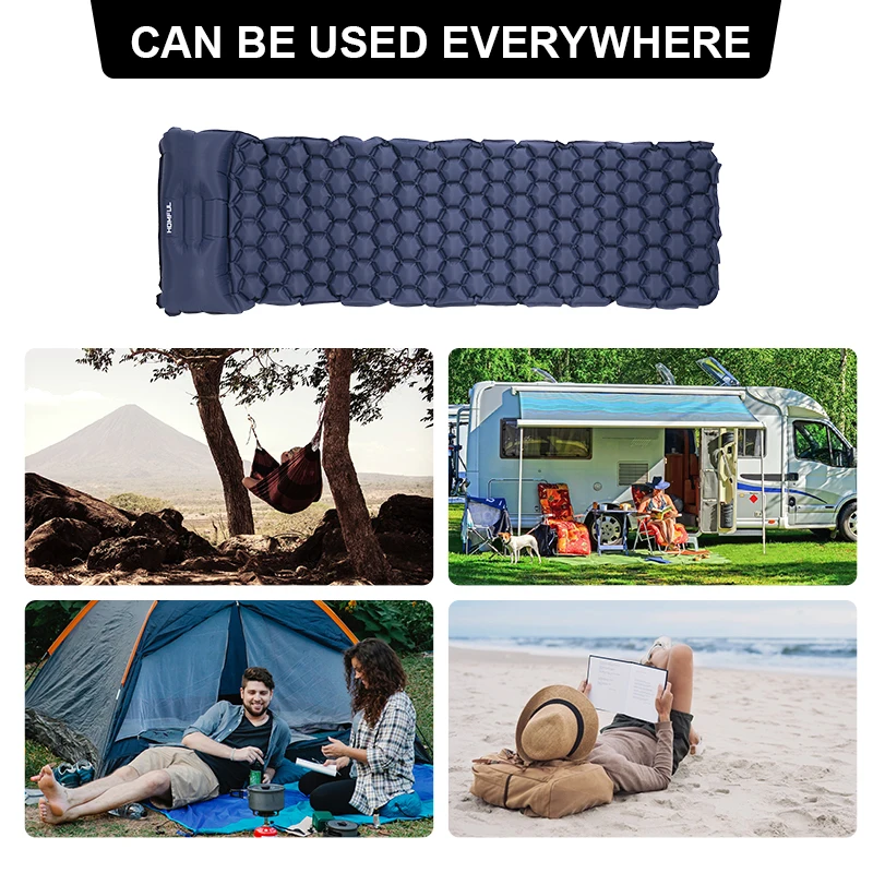 Camping Sleeping Mat Outdoor Camping Pad With Pillow Air Mattress Inflatable Cushion Fast Filling Moisture proof Water proof