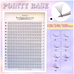 320Fans 3D/5D/8D/10D/12D/14D Sharp Slim Narrow Stem Fake Premade Volume Fans Eyelash Thin Pointy Base Lash Extension Cilios Mink