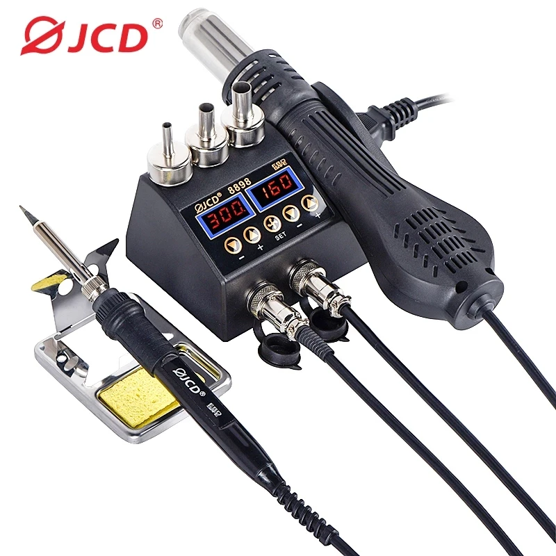 

JCD 750W Soldering Station 2 in 1 Hot Air Gun Soldering Iron LCD Digital Display Welding Rework Station for BGA PCB IC Repair