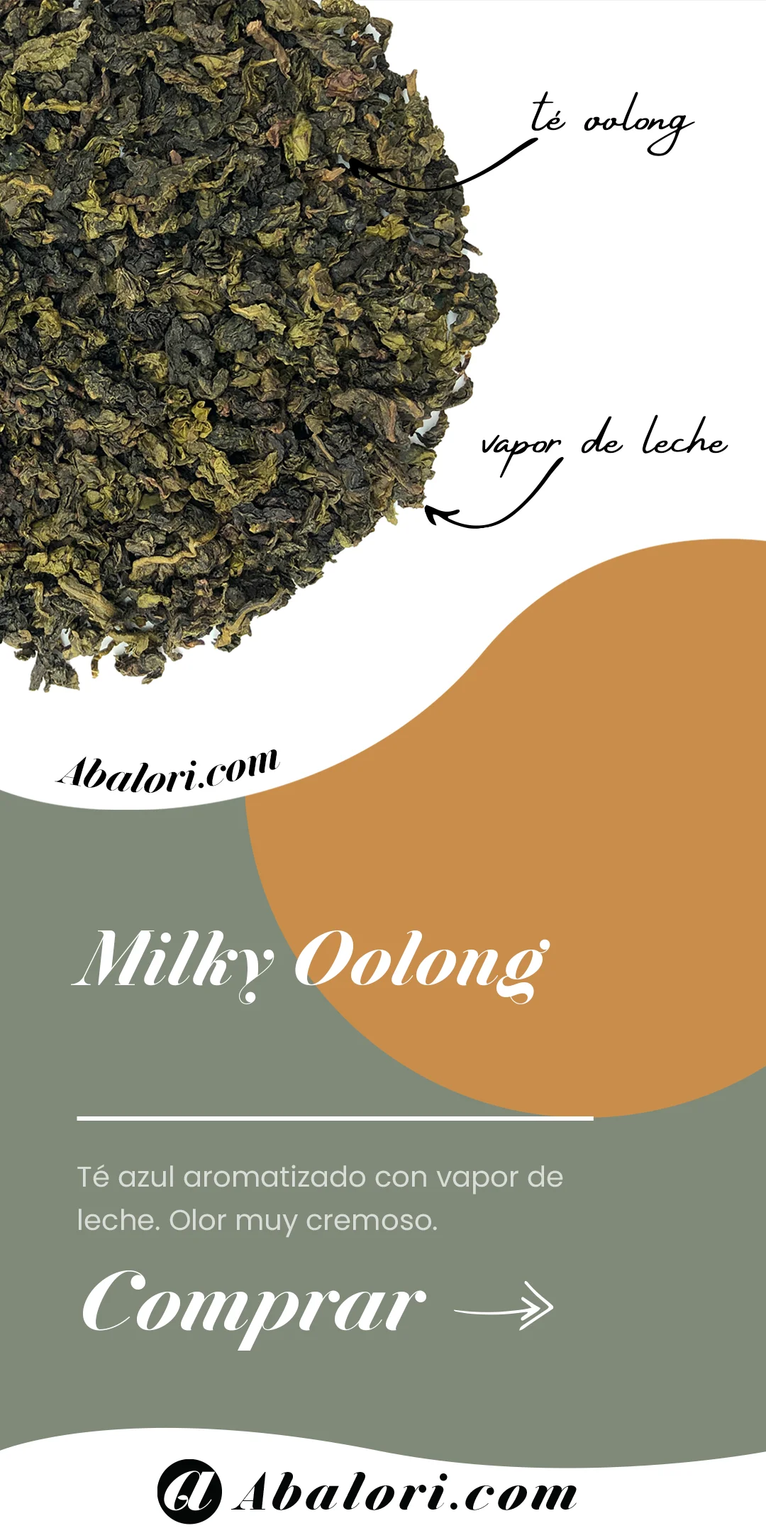 ABALORI |Té Oolong Milky oolong 100 gramos | Blue Tea | azul enrollado premiun |alto rendimiento para unas 140 tacitas
