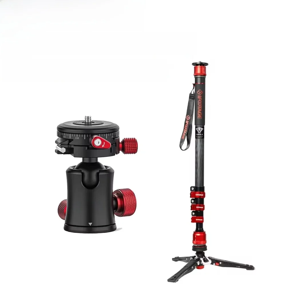 IFOOTAGE Cobra 3 C180F of MP3O Panoramische sferische kop, 71 inch monopod, reismonopod van koolstofvezel met voetjes, draagvermogen 17,64 lbs - afbeelding 2