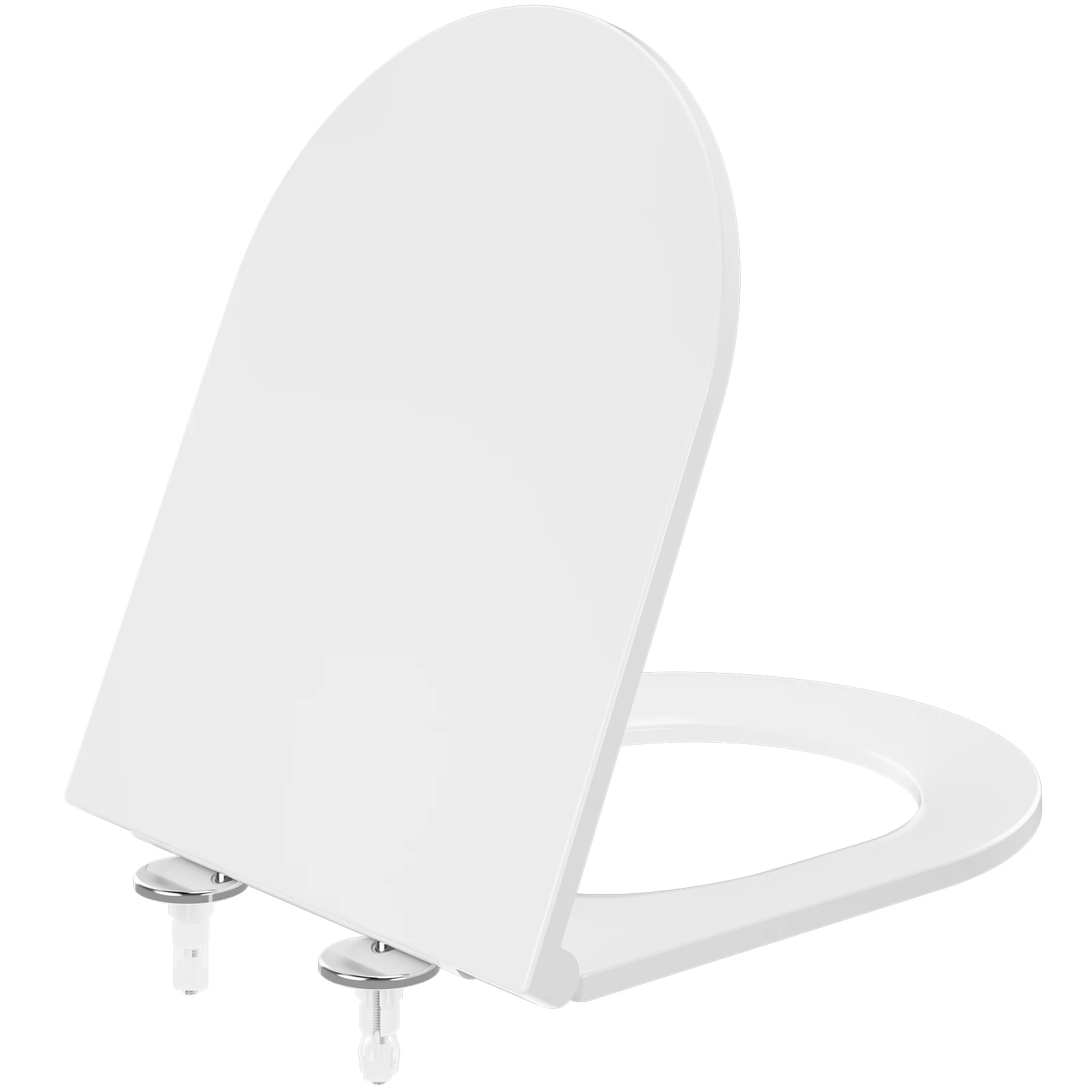 WC-Sitz D Form 43 x 36 cm Weiß Duroplast Toilettendeckel mit Absenkautomatik und Schnellbefestigung Heavy Duty 175kg Belastbar Kratzfest Langlebig Einfache Montage