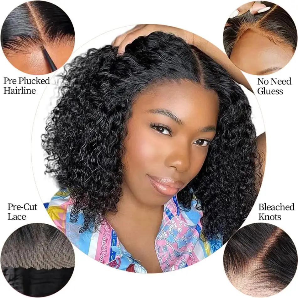 Glueless Preplucked Perucas Humanas Pronto Para Ir Onda Profunda Perucas Encaracoladas Pre Cut Lace Frontal Peruca 4X4 5X5 Encerramento Perucas 100% Cabelo Humano