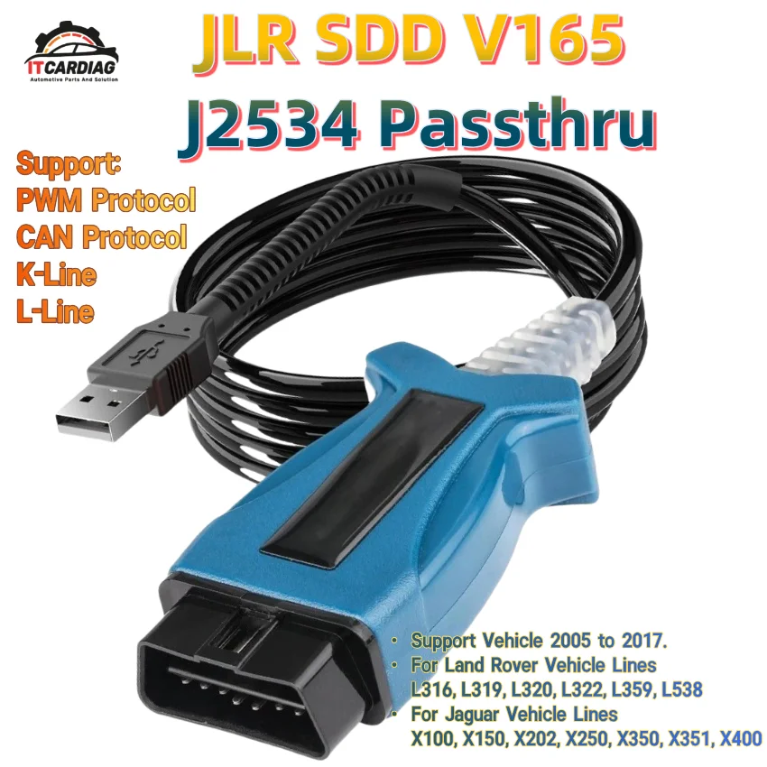 V165 JLR SDD J2534 Passthru كابل V163 obdii الماسح الضوئي لجاكوار لاند روفر أداة تشخيص السيارات دعم Win10 #1