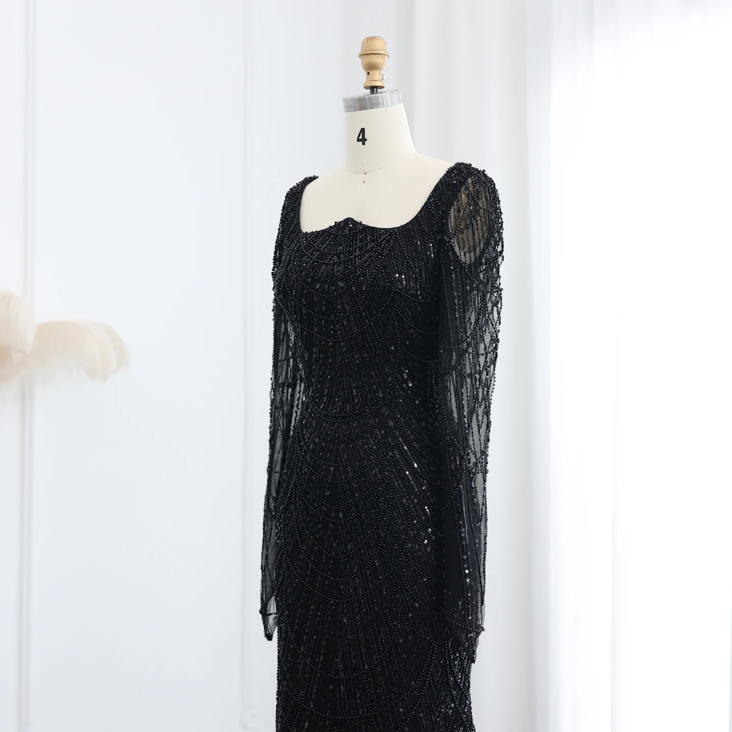 Sharon Said Elegantes schwarzes Meerjungfrau-Abendkleid mit langen Ärmeln, Königsblau, arabische Damen-Hochzeitsparty-Kleider SS686, individuell gestaltet