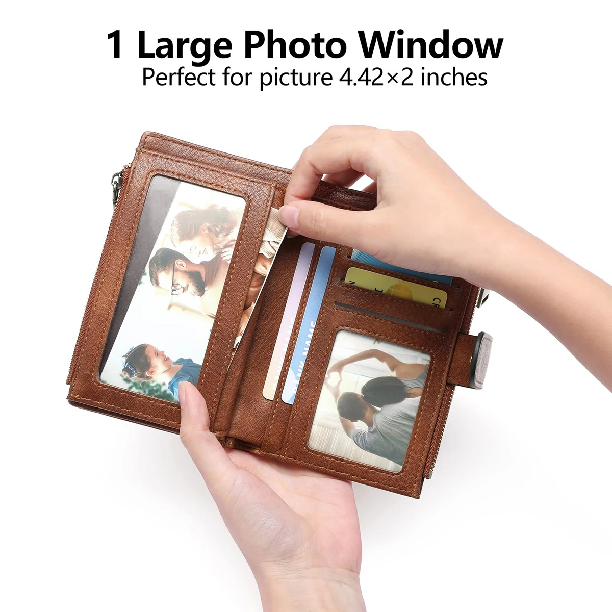 RFID Shielded Vintage Trifold Wallet |Women's Multi-functional Large Credit Card Holder Capacity,with Zip Pockets, Snap Closure