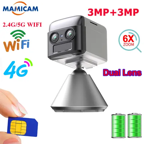 WIFI IP Camera 3G 4G SIM Card Security Cameras Dual Lens 6 X ZOOM 3MM-12MM Built In Battery Low Power CCTV Surveillance