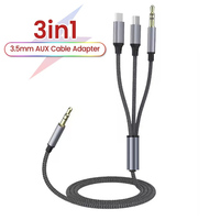 3 in 1 Type C 3.5mm Jack Aux Cable To IOS Audio Cable Adapter for iPhone iPad Car Speaker Male to Male USB-C Converter Cable