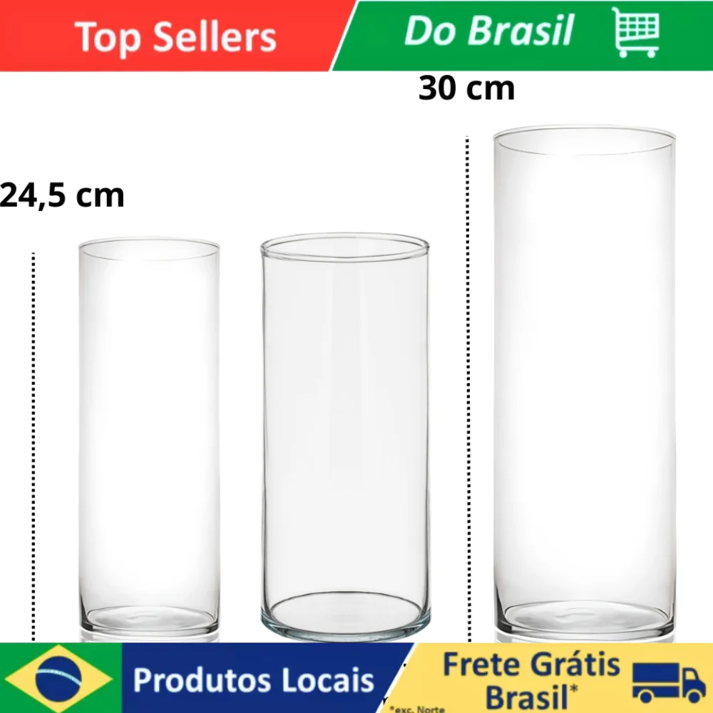 Kit De 3 Vasos Tubo Acrilíco Para Flores Decoração Transparente 30/24,5