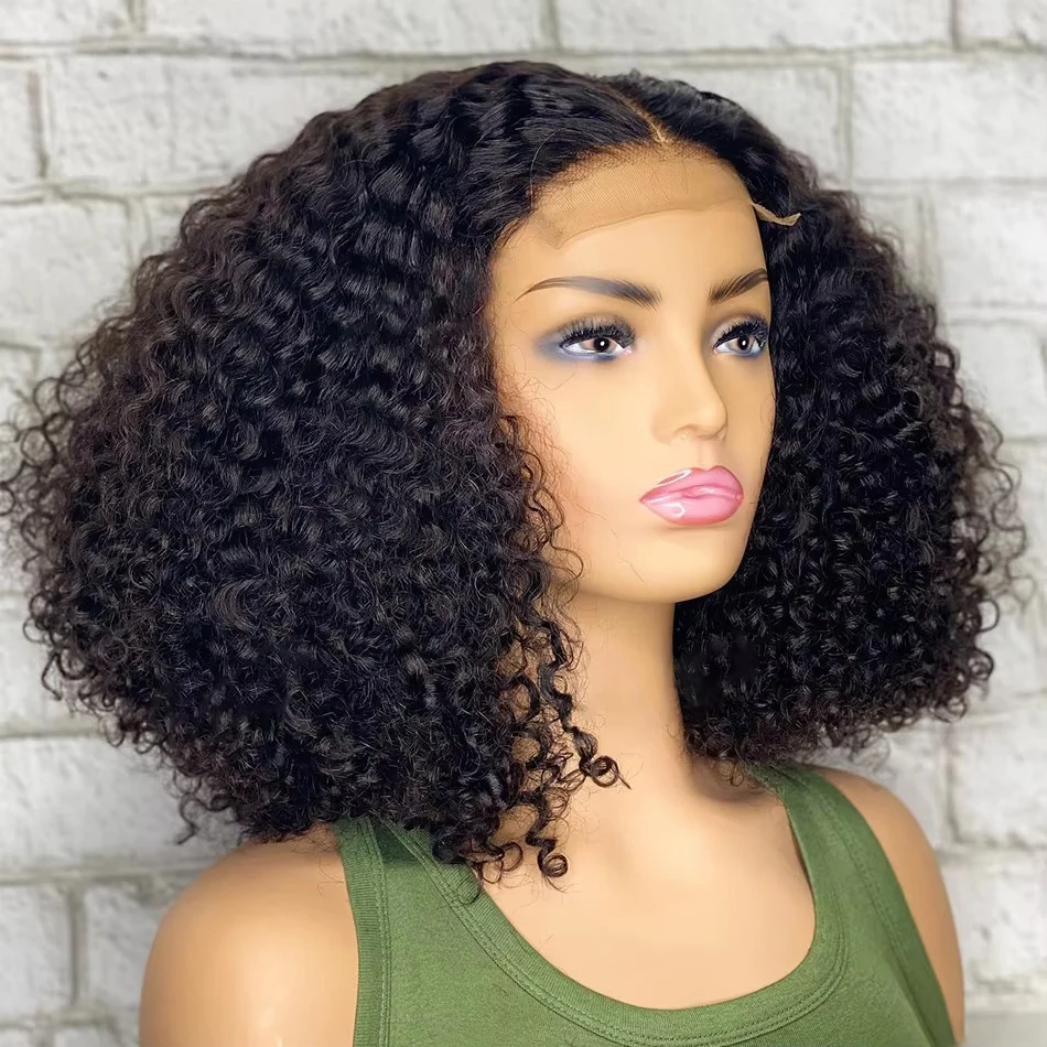 Парики из натуральных волос Deep Wave Bob Wave Lace Front Парики для чернокожих женщин 13x4 Человеческие волосы с детскими волосами 150% Плотность Натуральный цвет