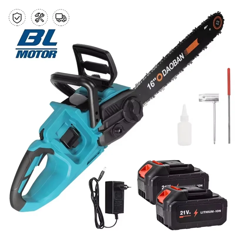 16-Zoll Bürstenlose Elektrische Kettensäge 3500W Kabellose Akku-Astsäge Holzbearbeitungs-Elektrowerkzeug Handgehaltener Gartenschneider mit 2 Stück 21V Akkus – Detail 1