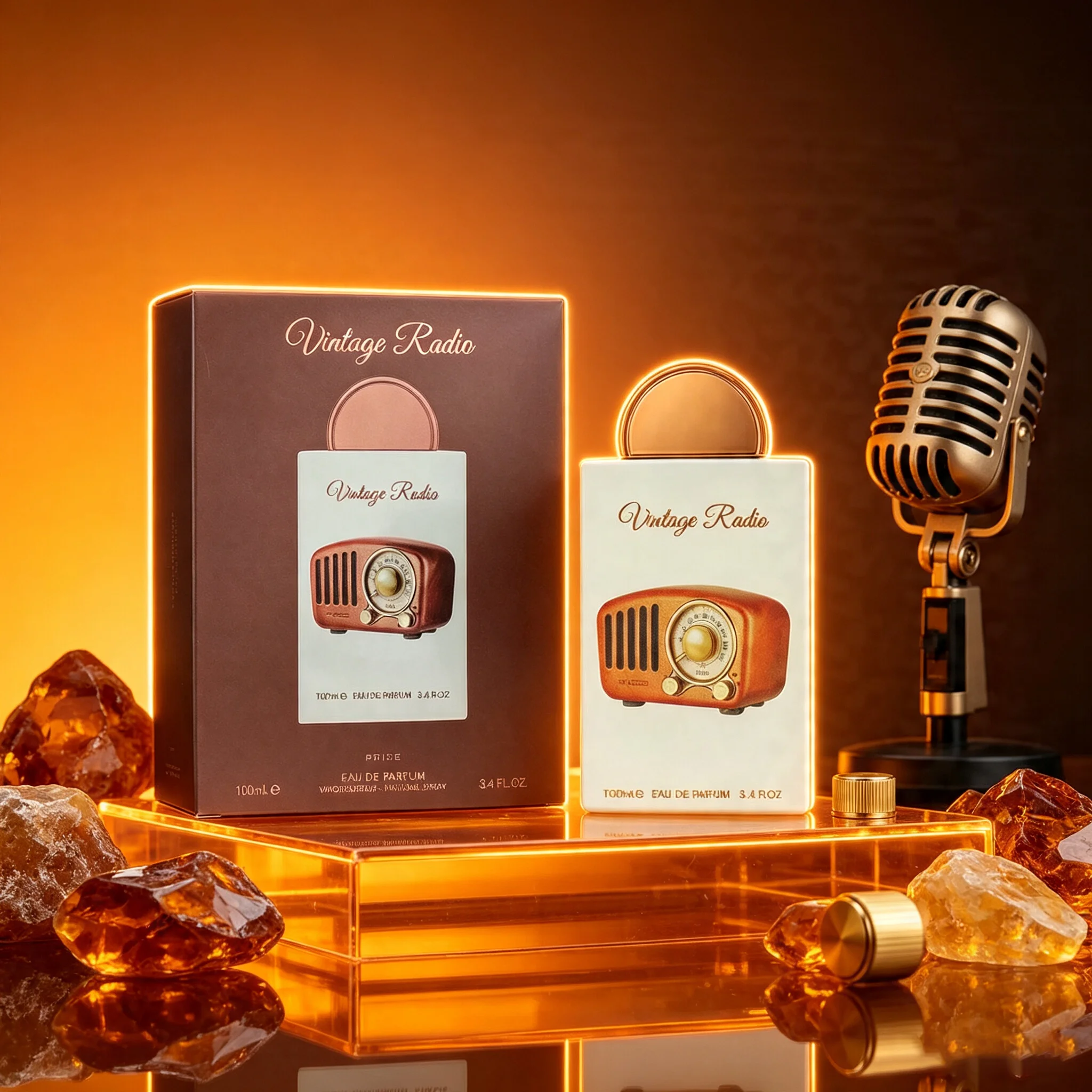 Pride Vintage Radio Eau de Parfum Spray for Unisex – Nostalgic Warm Woody, Spicy & Amber Scent, Long-Lasting Luxury Fragrance, Perfect Gift, 3.4 fl oz / 100 ml