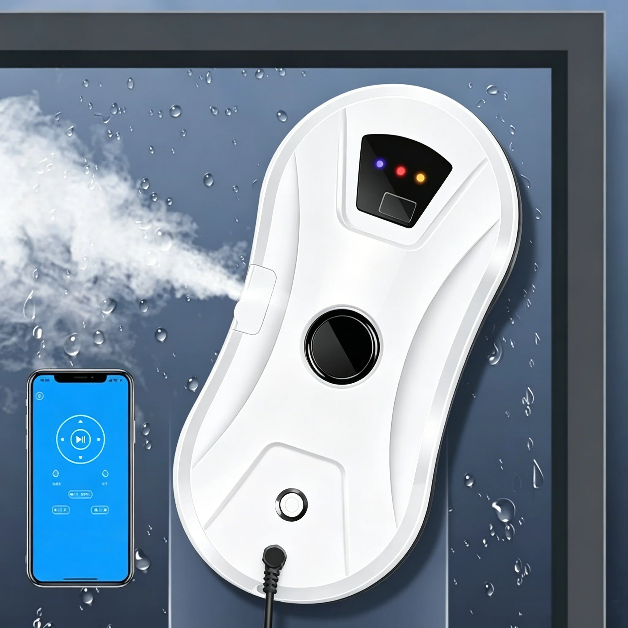 Robot de nettoyage de fenêtres 5600Pa, pulvérisation d'eau automatique, anti-chute, télécommande, machine de nettoyage de fenêtres pour verre/carrelage/plafond