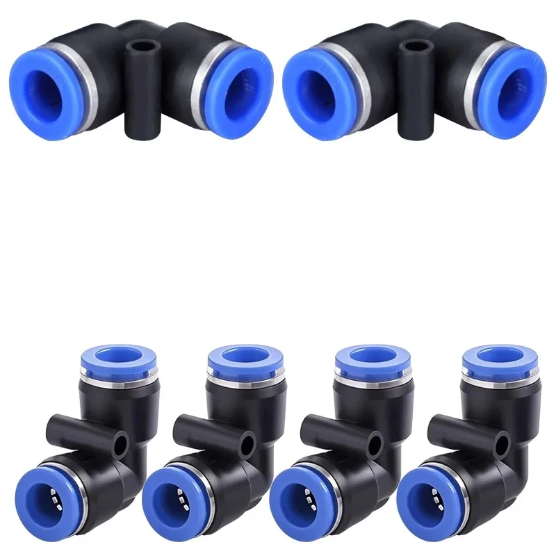 Connecteur pneumatique rapide PV, raccords rapides d'air pour Tube de 4mm/6mm/8mm/10mm, coupure de tuyau enfichable, connecteurs coudés à 90 degrés