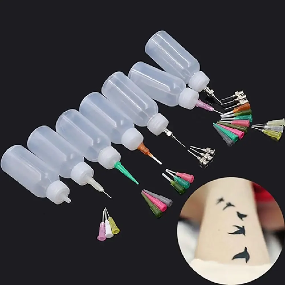 Applicateur de tatouage au henné en plastique, bouteille de dessin à presser, ensemble de pointes de buse de détail