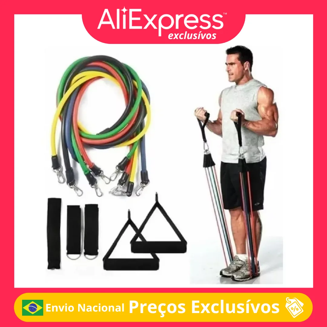 Kit 11 Elastics Extenders Functional Workout Gym Gym Gynastica Fitness Fitness Exercises Muscles Development