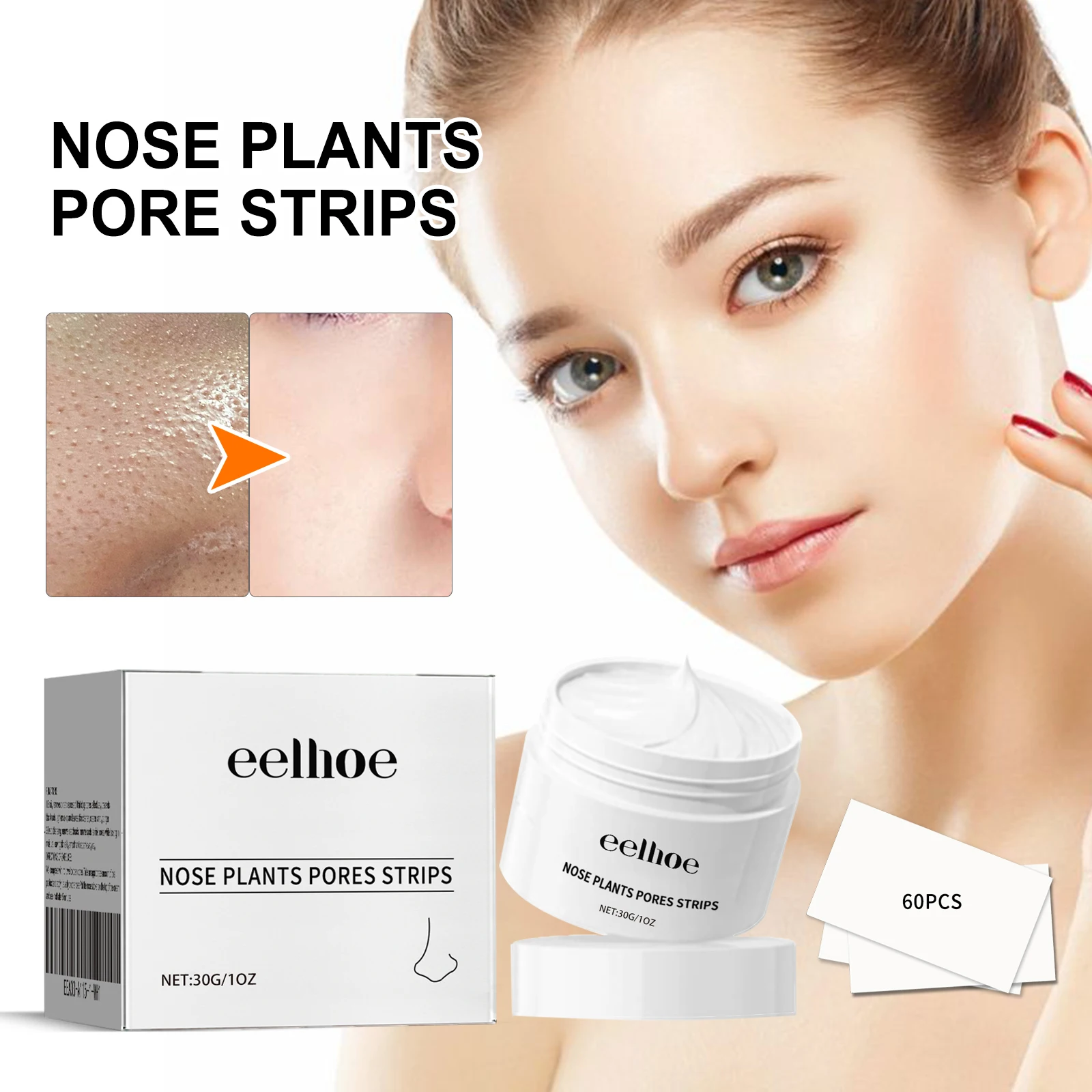

Eelhoe Blackhead Removal Nose Strip Deep Purify Cleanse Soothe Skin Balance Oil Strengthen Barrier Refine Skin Texture 30g