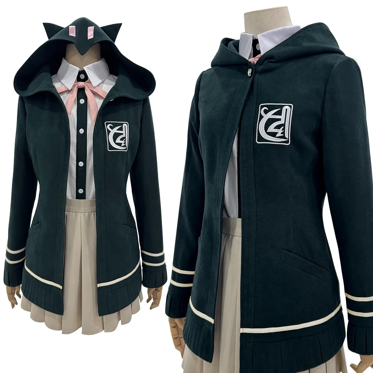 HOLOUN Danganronpa Game Trigger Happy Havoc Nanami ChiaKi Cosplay Kostuum Jas Shirt Rok Haar Clip Schooluniform Cos - afbeelding 2