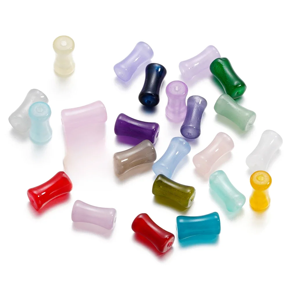 30 sztuk 6.5x11.5mm imitacja jadeitu bambusowy wspólny urok szklane luźne koraliki dla DIY ręcznie robiona biżuteria bransoletka naszyjnik akcesoria do rękodzieła — zdjęcie 2