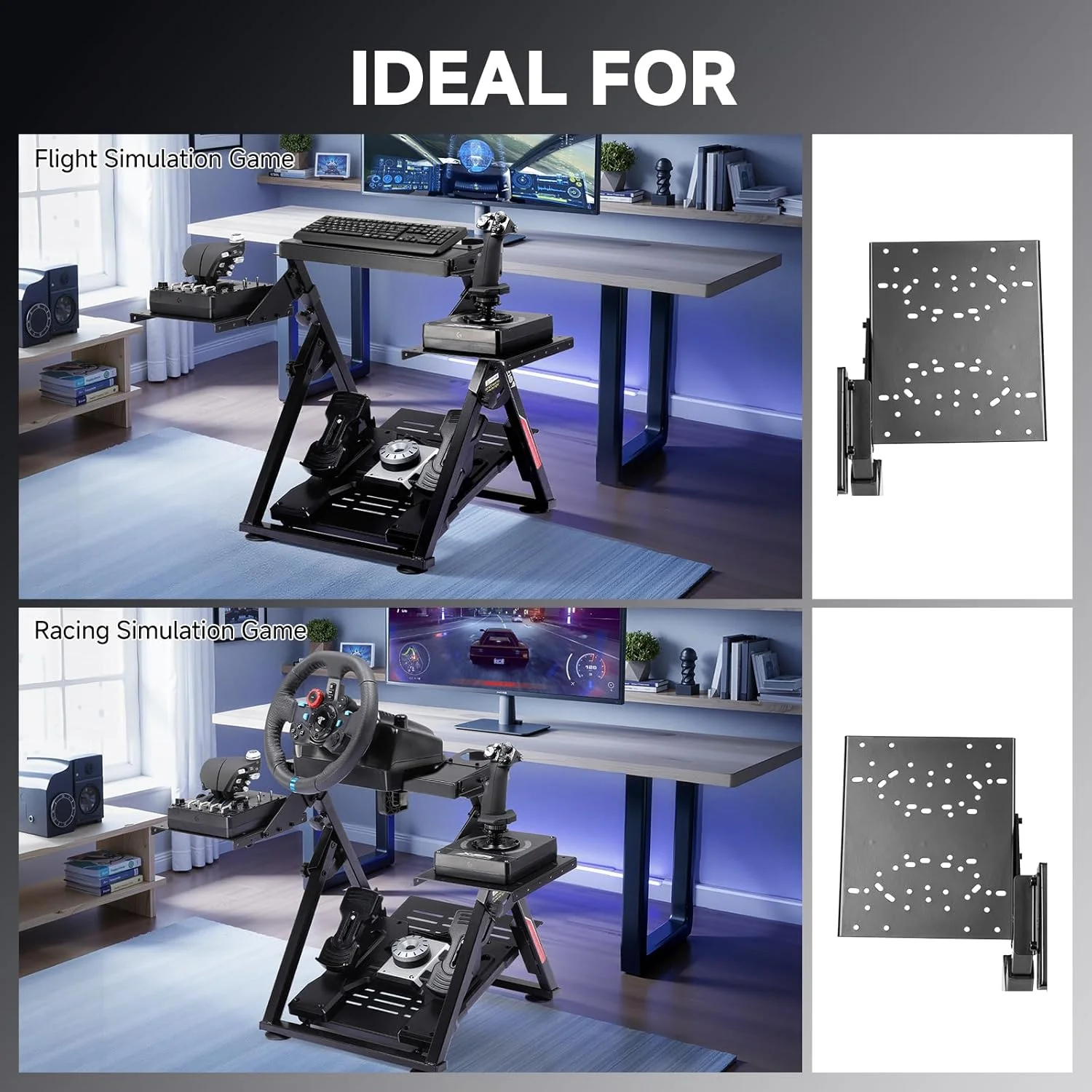 GTPLAYER Flight & Racing Simulator Stand, Foldable Gaming Cockpit Compatible with Logitech, Thrustmaster, PXN Wheels & Flight Joysticks, Black view 3
