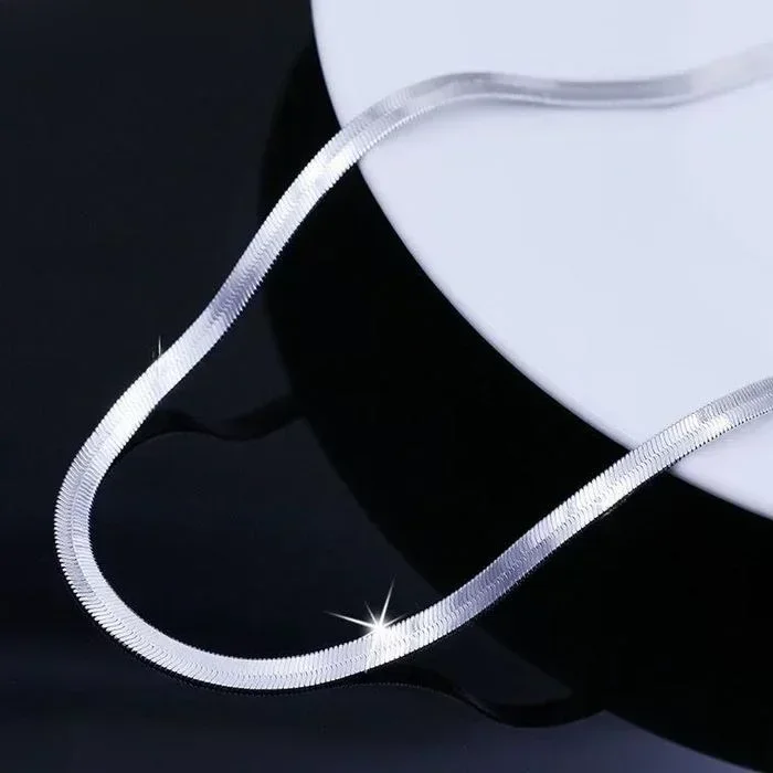 Nowy 925 Sterling Silver fine 4MM Blade Chain Naszyjnik dla kobiet MĘŻCZYZNA Luksusowa biżuteria ślubna Najlepszy przyjaciel Prezenty świąteczne — zdjęcie 2