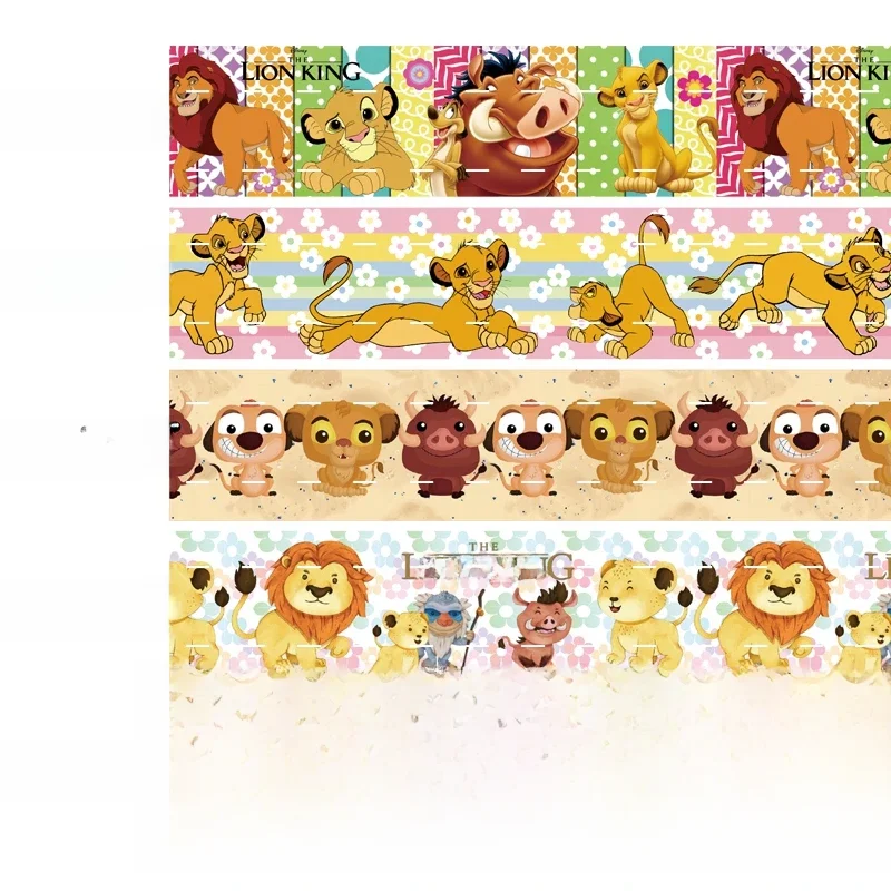 Ruban gros-grain imprimé Disney pour bricolage, roi de discussion, Simba, dessin animé, nœuds, fournitures d'artisanat, décoration, FOE, 25mm, 50 mètres