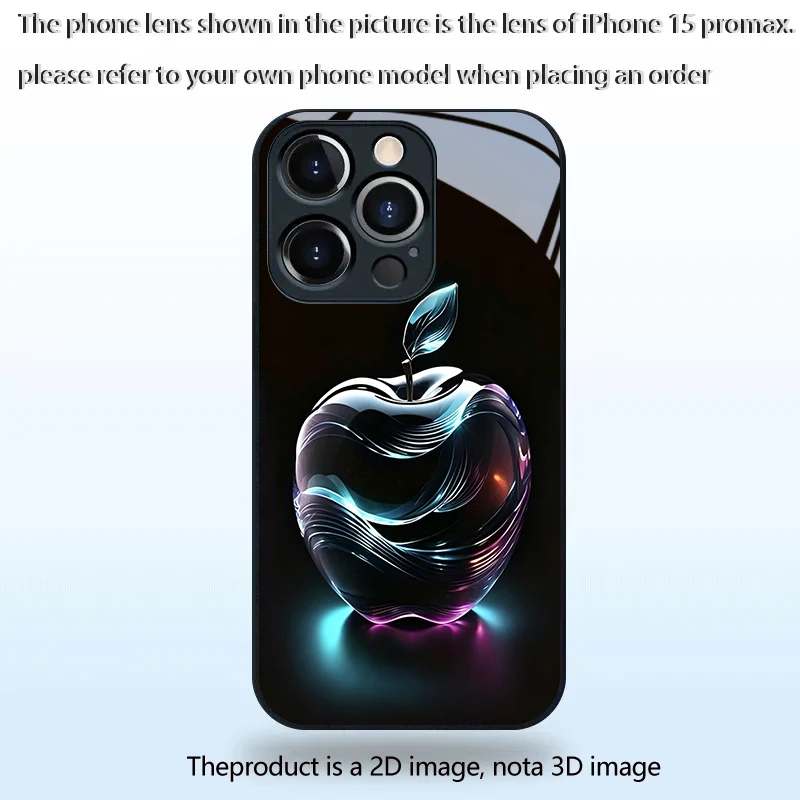 PROTECT Neon Crystal Apple Pattern for iPhone 17/16e/16/15/14/13/12/Max/11/Pro/Plus Luxury Tempered Glass Protective Case - view 5