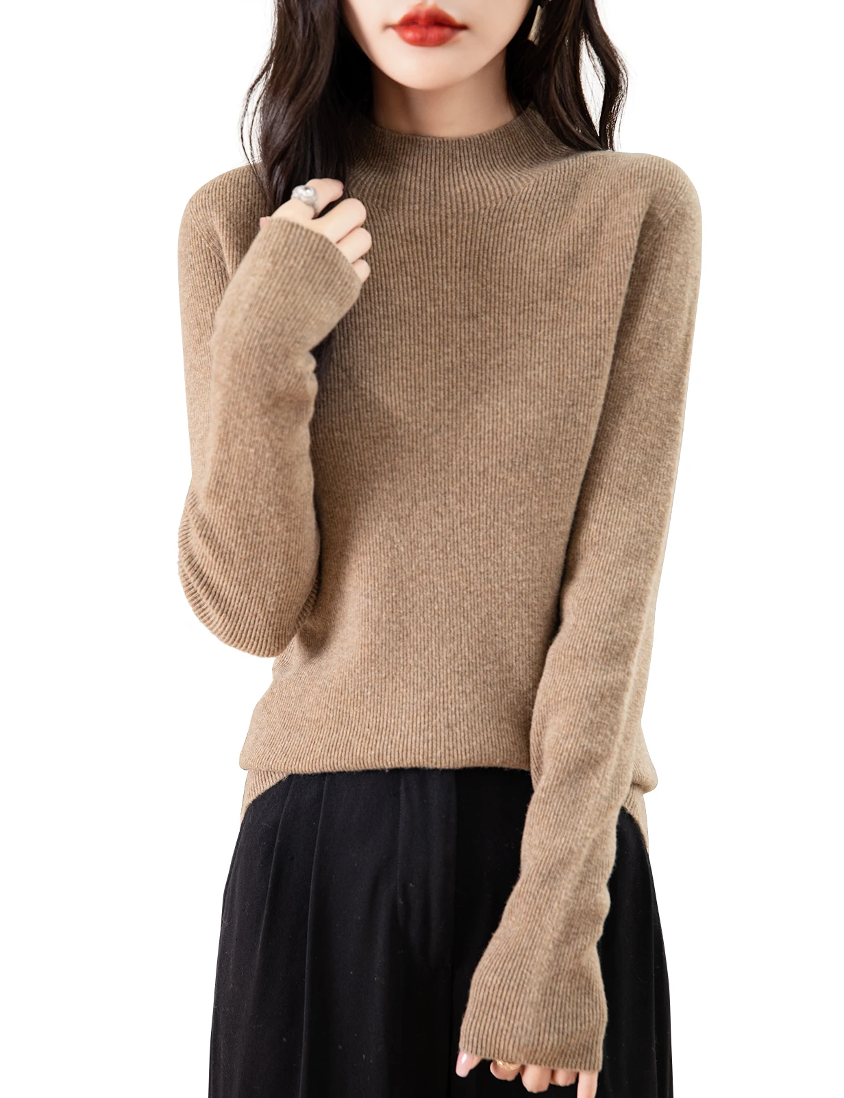 Sweaters Women's Turtleneck Pullovers 100% Merino Wool Sweater 2024 Fall Winter Women Top Knitted Sweaters Trend Female Clothing