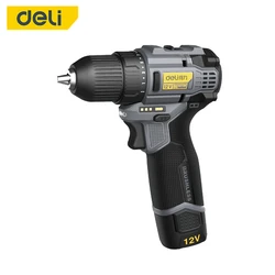 Deli-Brushless Lithium Broca Elétrica, Recarregável, 12V, 28 nm, Household, Large Torque, Chave de Fenda Elétrica Tool Kit