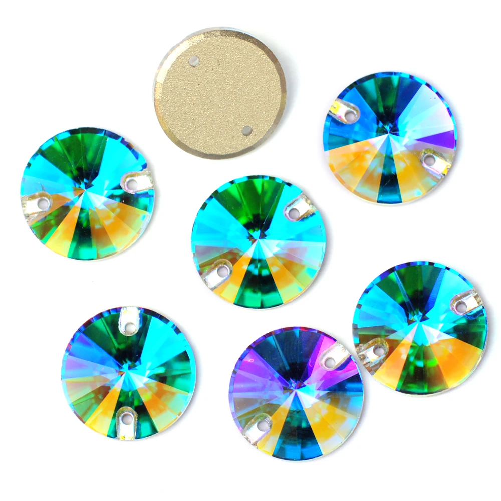 YANRUO 3200 Runde aufnähbare Rivoli-Strasssteine AAAAA Flache Rückseite Kleiderglassteine Nähsteine für Schmuck und Kleidung – Detail 3