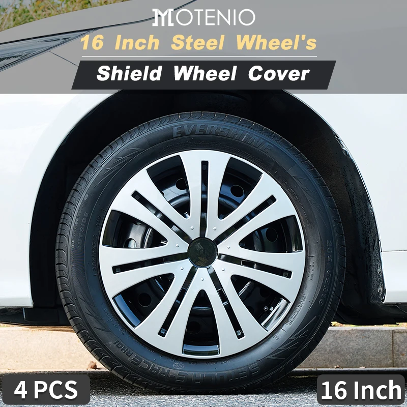 

4PCS Hubcaps 16 Inch Full Coverage Shield Style Wheel Cover Cap Design for Most Car Iron Automobile Full Rim Cover Accessories