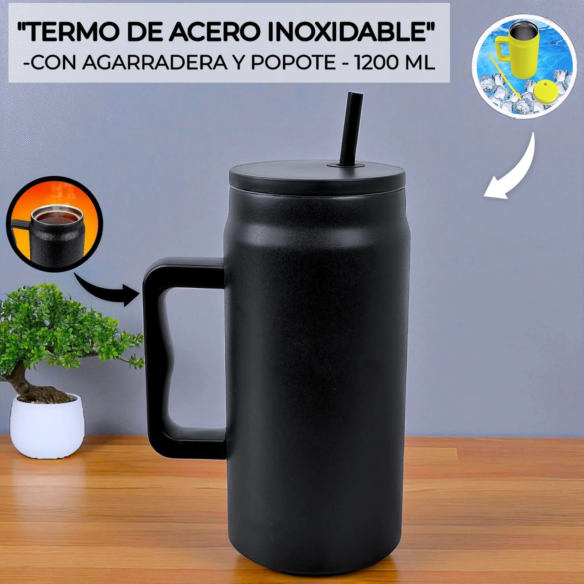 ترمس كبير من الفولاذ المقاوم للصدأ، Kta-82، كوب حراري من الفولاذ المقاوم للصدأ، كوب بغطاء معزول وقش، بهلوان بتصميم ممتاز، زجاجة معزولة. #2