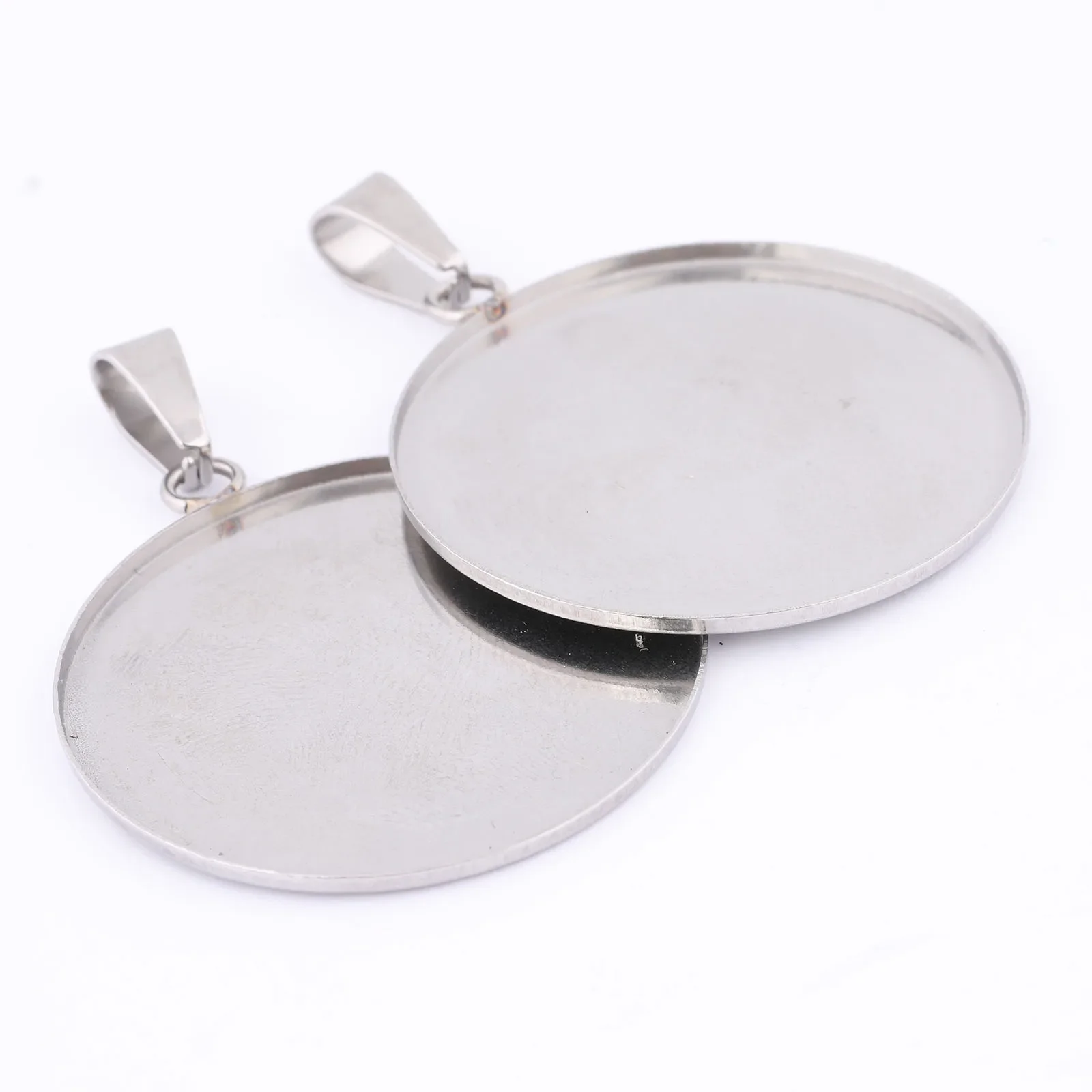 10 sztuk ze stali nierdzewnej Fit 35mm Cabochon ustawienia podstawy Diy Bezel wisiorek tace puste miejsca na naszyjnik brelok do tworzenia biżuterii — zdjęcie 2