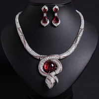 Royal Serpent Luxury Red Gem Necklace & Earrings Set