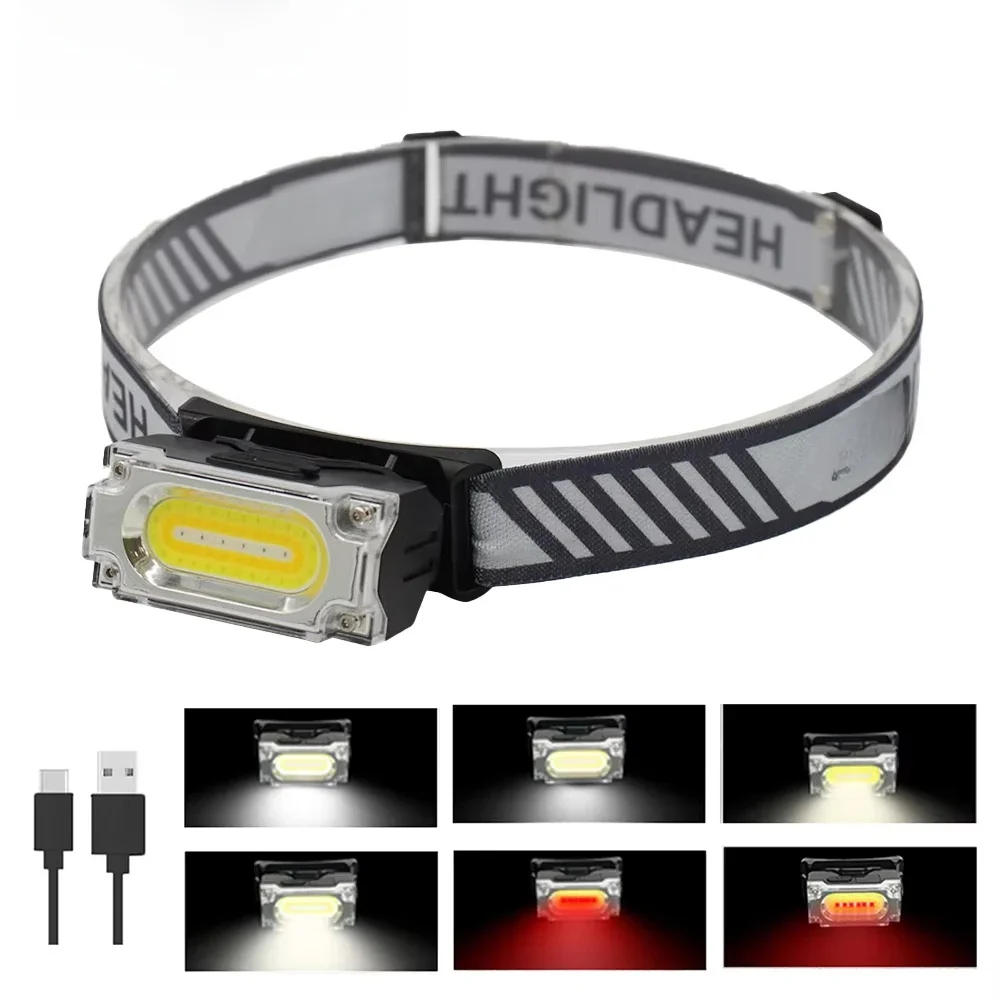 AliExpress cycle zone Portable COB LED Headlamp Rechargeable Head Flashlight with Cap Clip Multifunctional Mini Outdoor Camping Emergency Work Light